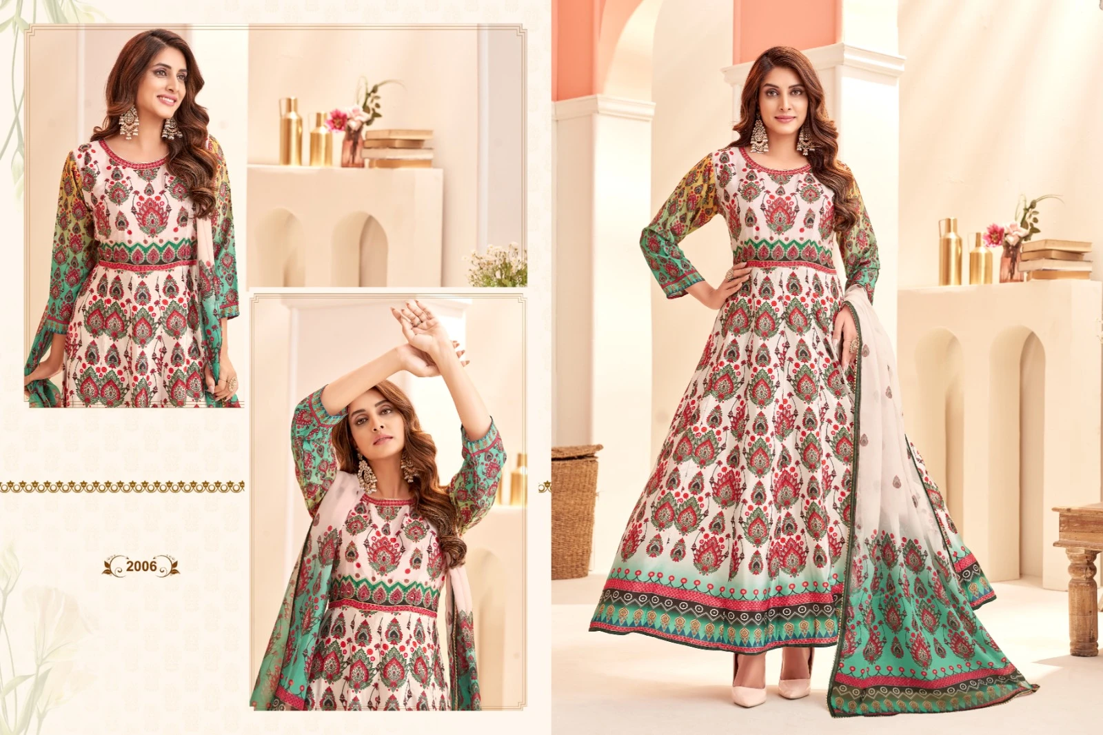 K.F Aaisha Maslin Wholesale Anarkali Readymade Salwar Suit Catalog — Wholesale Readymade Suit, MPA wholesale from Surat - Gallery Image 2